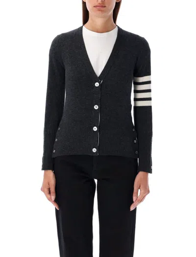 Thom Browne 4-bar Classic V-neck Cardigan In Grey