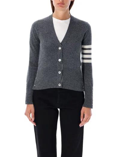 Thom Browne 4-bar Classic V-neck Cardigan In Grey