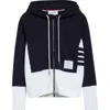 Thom Browne 4-bar Colorblock French Terry Zip Hoodie In Navy
