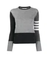 Thom Browne 4-bar Colour-block Jumper In Gray