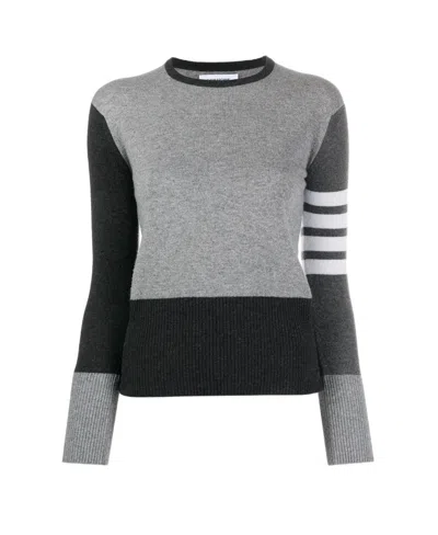 Thom Browne 4-bar Colour-block Jumper In Gray