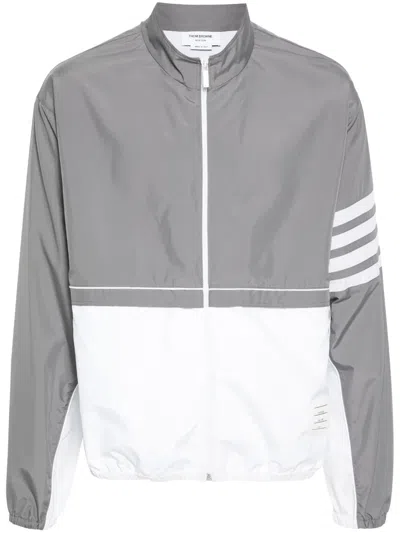 Thom Browne 4-bar Colour-block Track Jacket In Grey