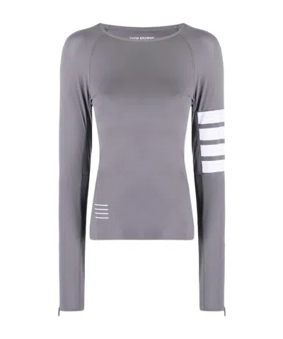 Thom Browne 4-bar Compression Long Sleeve Top In Gray