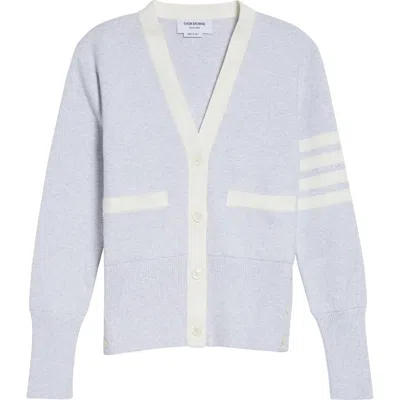 Thom Browne 4-bar Contrast Trim Cotton Cardigan In Blue
