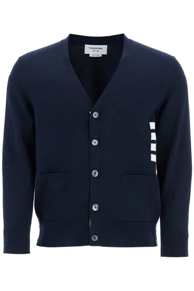 Thom Browne 4-bar Cotton Cardigan For In Blue