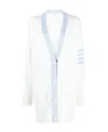Thom Browne 4-bar Cotton Cardigan In White
