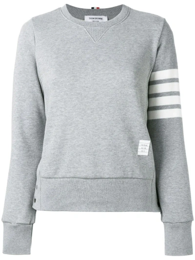 Thom Browne 4-bar Cotton Crewneck Sweatshirt In Grey