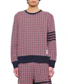 Thom Browne Checked Jacquard Crew-neck Sweatshirt In Pink
