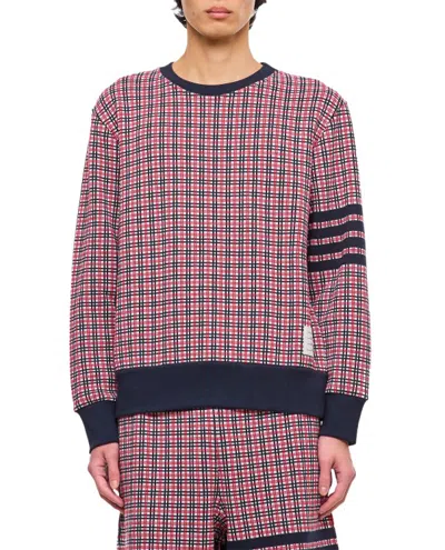 Thom Browne 4 Bar Cotton Crewneck Sweatshirt In Pink