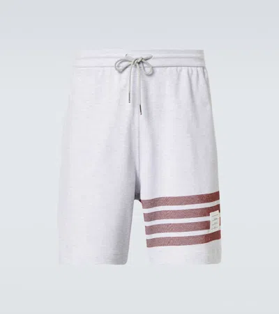Thom Browne 4-bar Cotton Jersey Shorts In Grey