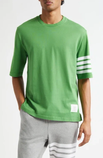 Thom Browne 4-bar Cotton Jersey T-shirt In Green