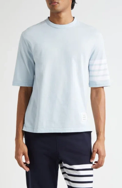 Thom Browne 4-bar Cotton Jersey T-shirt In Blue