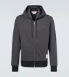 Thom Browne 4-bar Cotton Jersey Zip-up Hoodie In Gray