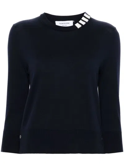 Thom Browne 4-bar Cotton Jumper In Navy