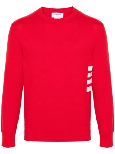 Thom Browne 4-bar Cotton Jumper In Red