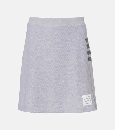 Thom Browne 4-bar Cotton Miniskirt In Gray