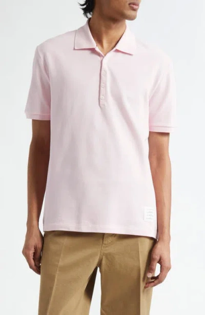 Thom Browne 4-bar Cotton Piqué Polo In Light Pink