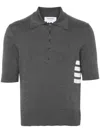 Thom Browne 4-bar Cotton Polo Jumper In Grey