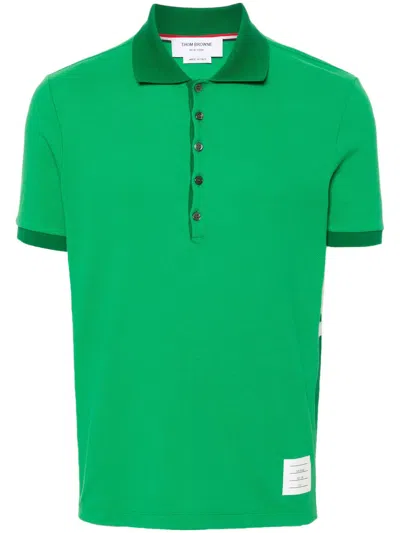 Thom Browne 4-bar Cotton Polo Shirt In Green