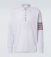 Thom Browne 4-bar Cotton Polo Shirt In Grey
