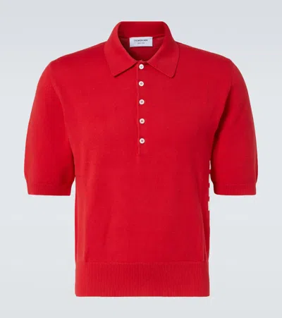 Thom Browne 4-bar Cotton Polo Shirt In Red