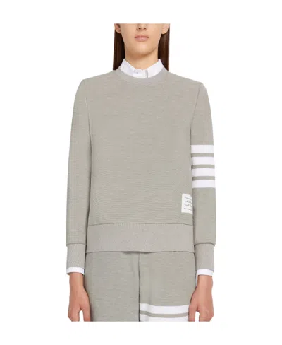 Thom Browne 4-bar Cotton Ribbed Sweatshirt In Gray