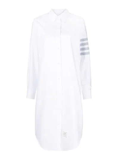 Thom Browne 4-bar Cotton Shirt Dress In White