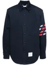 Thom Browne 4-bar Cotton Shirt Jacket In Blue