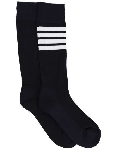 Thom Browne Cotton 4-bar Socks For Men In Blue