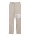 Thom Browne Camel Beige Cotton Unconstructed Straight Leg Trousers In Brown