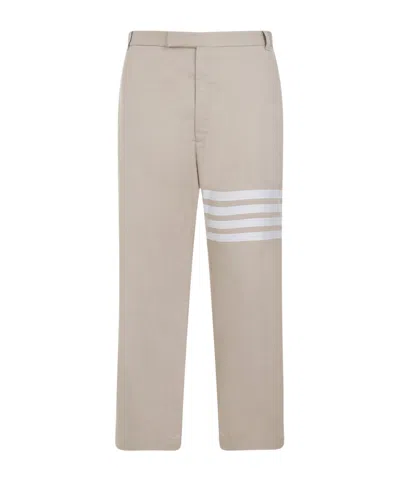 Thom Browne 4-bar Cotton Straight-leg Trousers In Beige