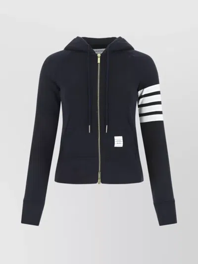 Thom Browne 4-bar Cotton Striped Hoodie In Black