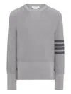 Thom Browne 4-bar Cotton Sweater In Gray