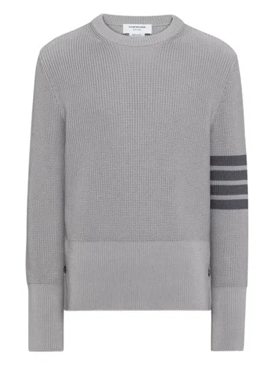 Thom Browne 4-bar Cotton Sweater In Gray