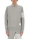 Thom Browne Loopback Jersey Knit 4-bar Crewneck Sweatshirt In Grey