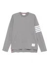 Thom Browne Long Sleeve Tee With 4 Bar Stripe In Milano Cotton