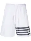 THOM BROWNE WHITE 4-BAR COTTON TRACK SHORTS