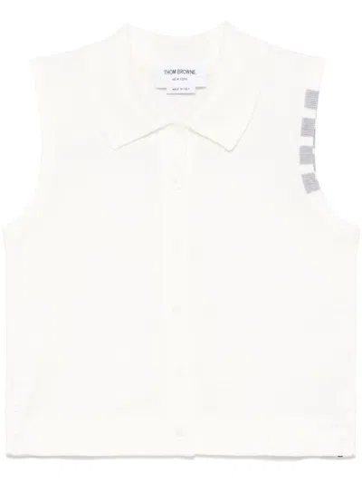 Thom Browne 4-bar Cotton Vest In 100 White