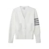 Thom Browne 4-bar Crepe V-neck Cardigan In White
