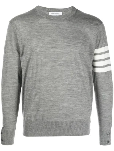 Thom Browne 4-bar Crew Neck Jumper In Gray