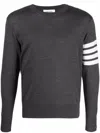 Thom Browne Milano Stitch Cotton Crewneck Sweater In Grey