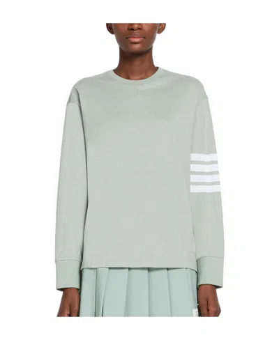 Thom Browne 4-bar Crew-neck Long-sleeve T-shirt In Green