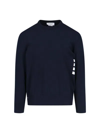 Thom Browne '4-bar' Crew Neck Sweater In Blue