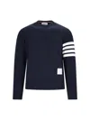 Thom Browne Classic Sweatshirt In Classic Loopback With Engineered 4 Bar In Blue