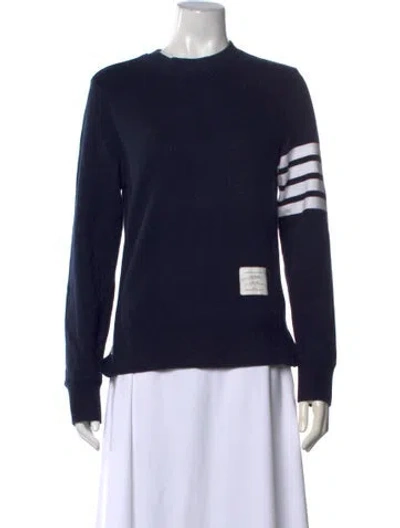 Pre-owned Thom Browne 4 Bar Crew Neck Sweatshirt In Blue