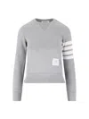 Thom Browne Womens Classic Sweatshirt In Classic Loop With Engineered 4 Bar In Gray