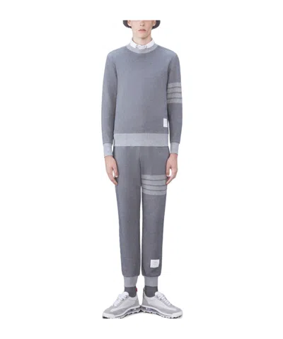Thom Browne 4-bar Crew-neck Sweatshirt In Gray