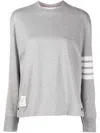 Thom Browne 4-bar Crew-neck Sweatshirt In Grey