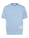 Thom Browne Short Sleeve Jersey T-shirt Rib Cuff Stripes In Blue