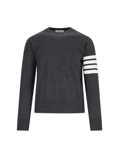 Thom Browne 4-bar Crewneck Jumper In Gray